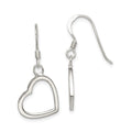 Sterling Silver Heart Dangle Earrings, 30 x 13 mm