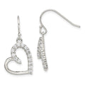 Sterling Silver Rhodium-plated CZ Heart Earrings, 30 x 15 mm