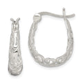 Sterling Silver Polished Filigree Oval Hoop Earrings, 22 x 17 mm
