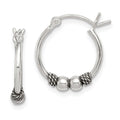 Sterling Silver Antique Fancy Hoop Earrings, 16 x 14 mm