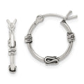 Sterling Silver Antiqued Fancy Hoop Earrings, 15 x 15 mm