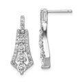 Sterling Silver Rhodium-plated CZ Journey Earrings, 26 x 10 mm