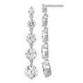 Sterling Silver Rhodium-plated Clear CZ Journey Dangle Post Earrings, 41 x 8 mm