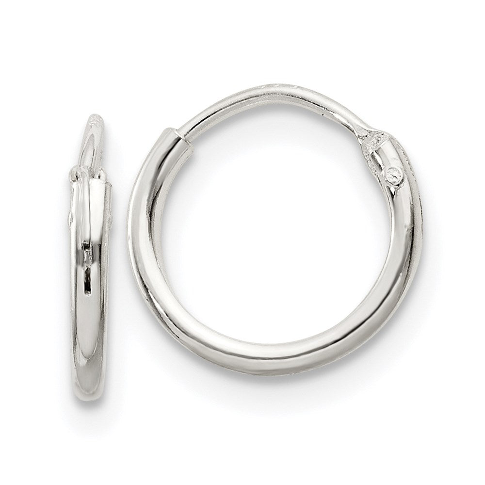 Sterling Silver 1.3mm Hoop Earrings, 10 x 1.3 mm