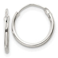 Sterling Silver 1.3mm Hoop Earrings, 12 x 1.3 mm