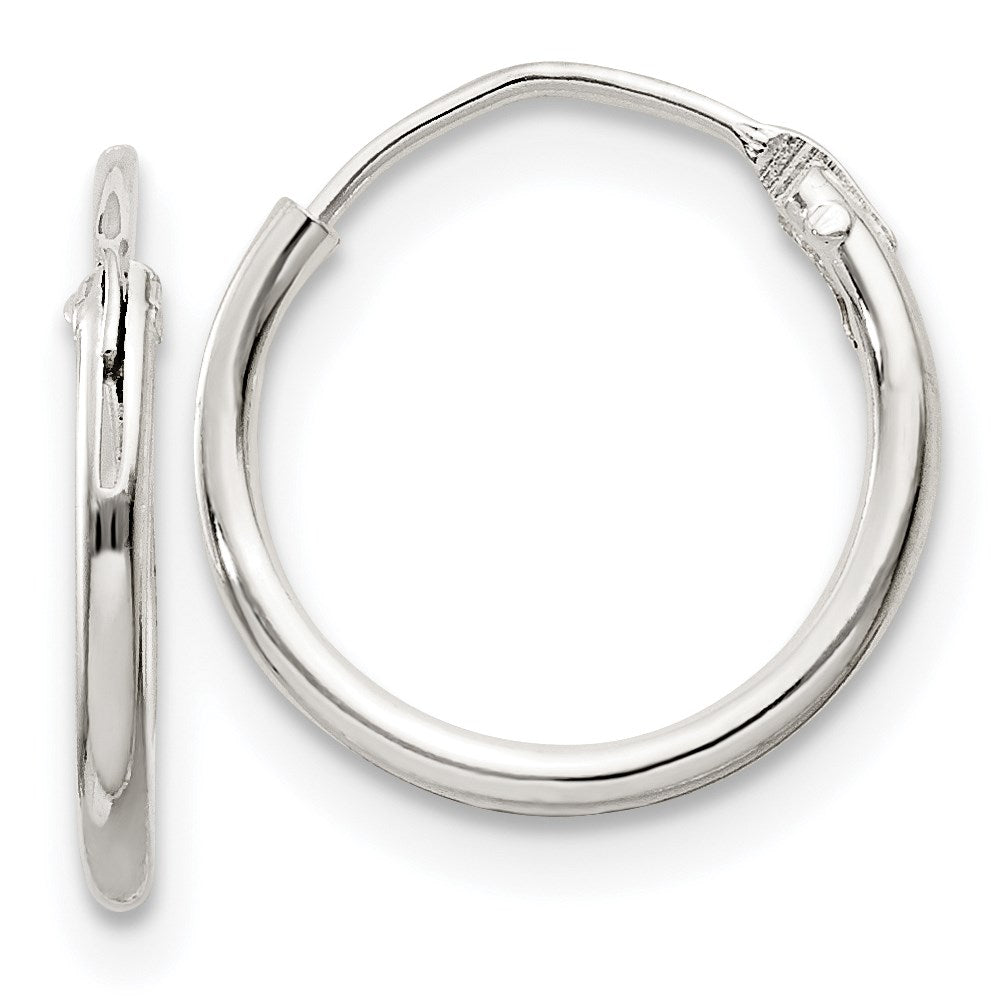 Sterling Silver 1.3mm Hoop Earrings, 12 x 1.3 mm