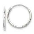 Sterling Silver 1.3mm Hoop Earrings, 14 x 1.3 mm