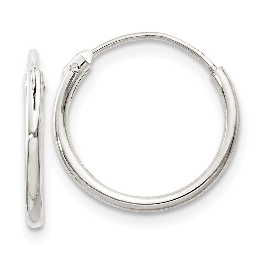 Sterling Silver 1.3mm Hoop Earrings, 14 x 1.3 mm
