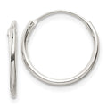 Sterling Silver 1.3mm Hoop Earrings, 15 x 1.3 mm