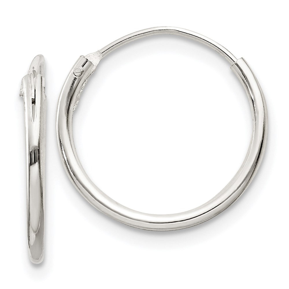 Sterling Silver 1.3mm Hoop Earrings, 15 x 1.3 mm