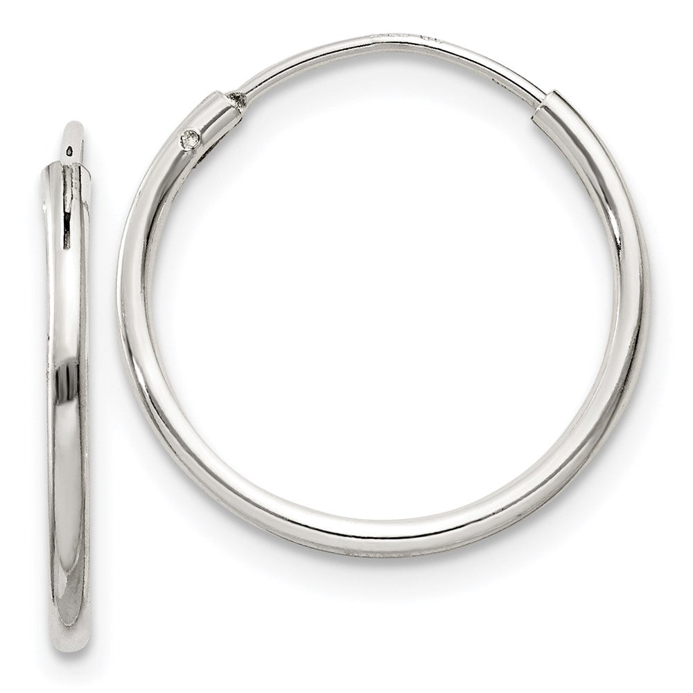 Sterling Silver 1.3mm Hoop Earrings, 16 x 1.3 mm