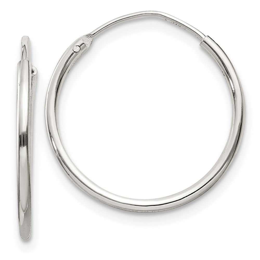 Sterling Silver 1.3mm Hoop Earrings, 19 x 1.3 mm