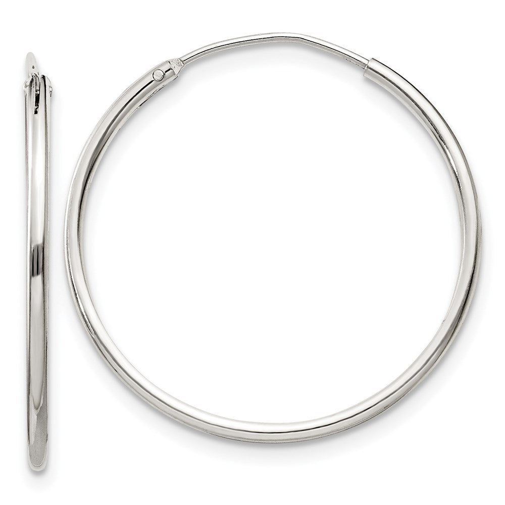 Sterling Silver 1.3mm Hoop Earrings, 25 x 1.3 mm