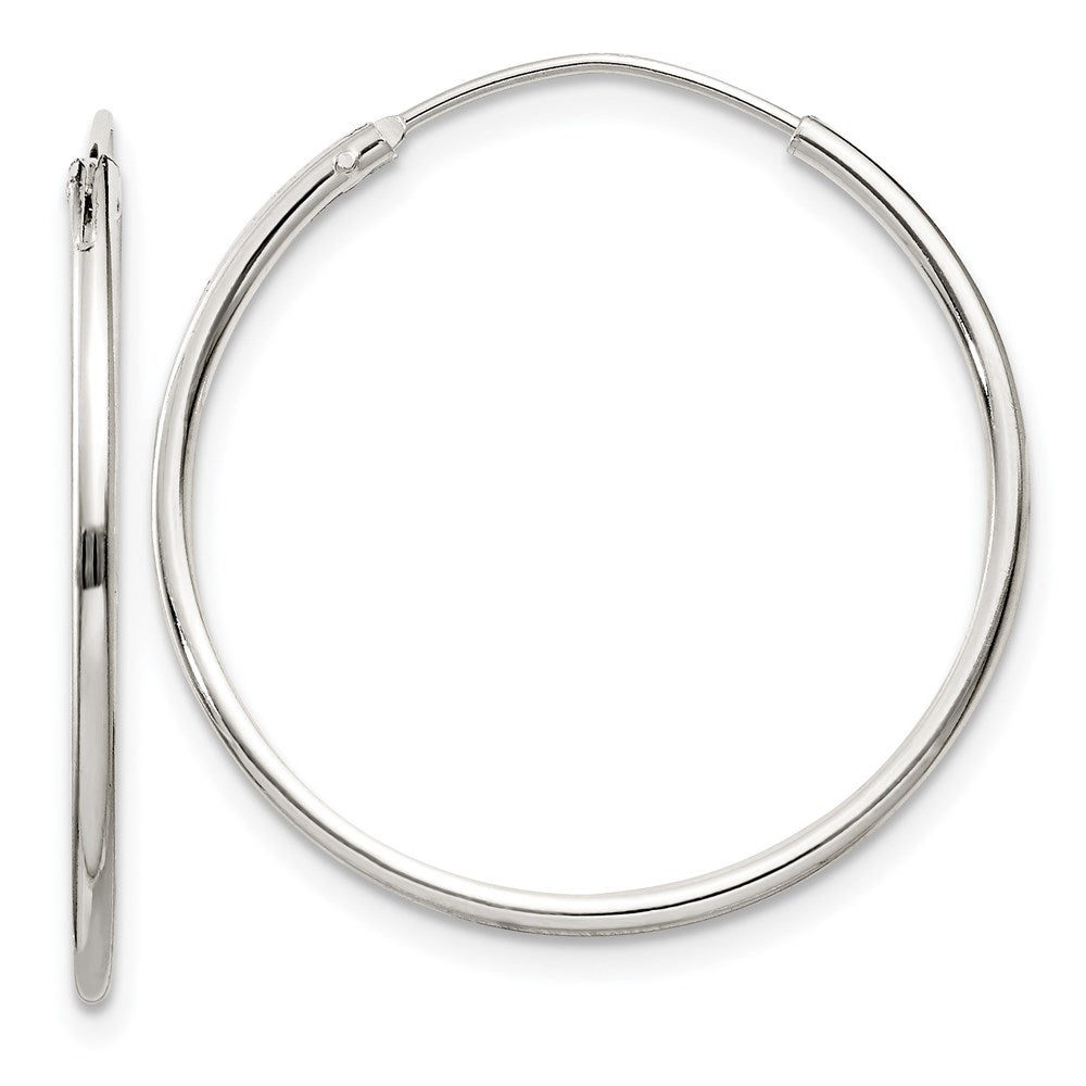 Sterling Silver 1.3mm Hoop Earrings, 26 x 1.3 mm