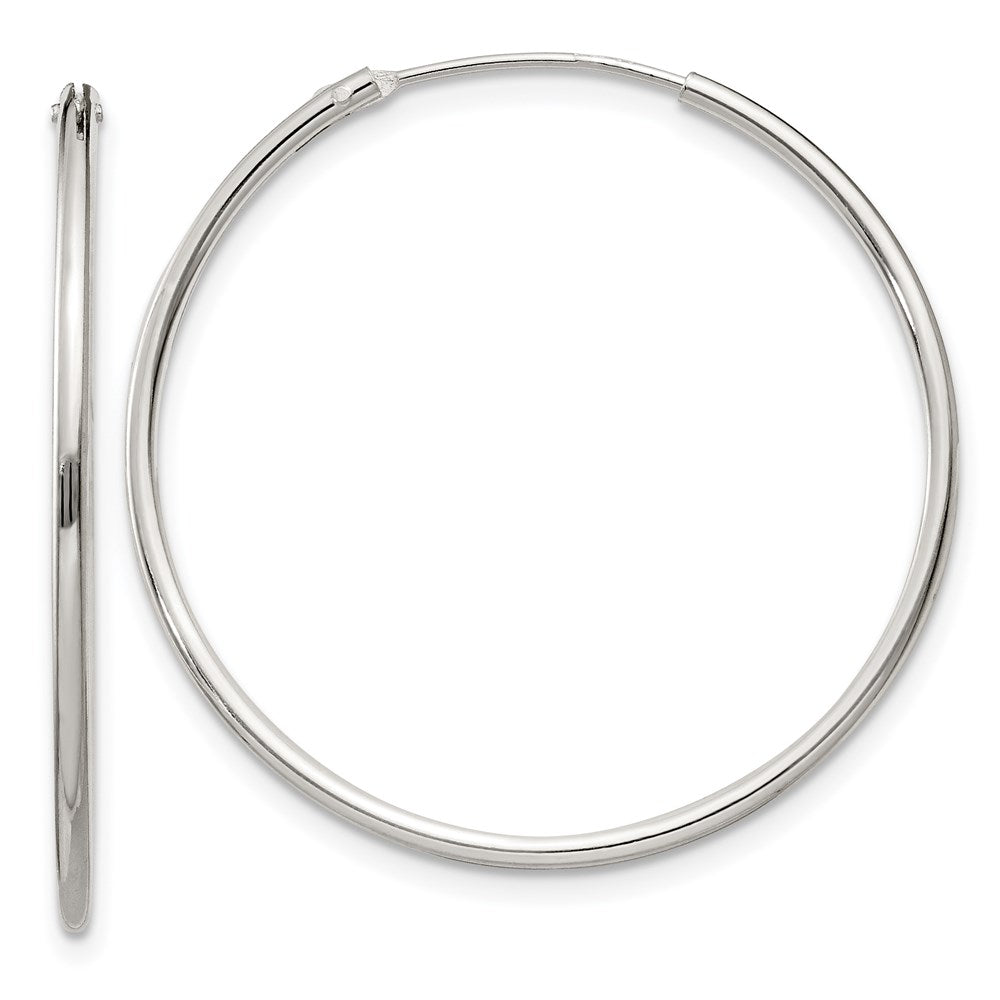 Sterling Silver 1.3mm Hoop Earrings, 30 x 1.3 mm