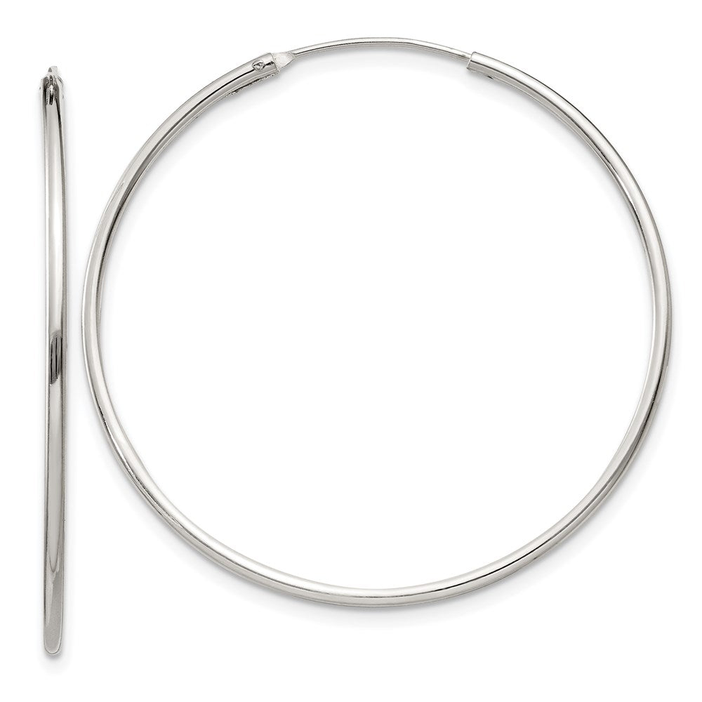Sterling Silver 1.3mm Hoop Earrings, 35 x 1.3 mm