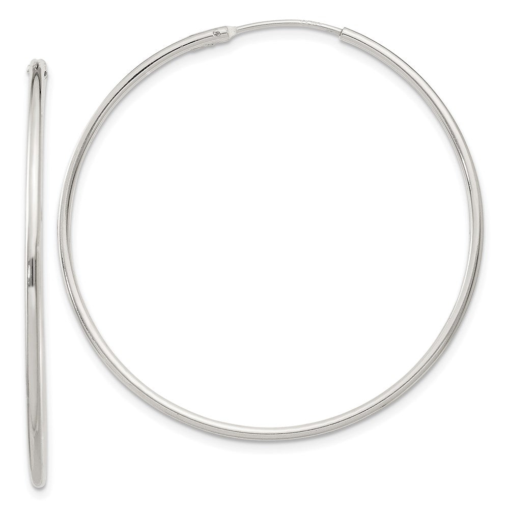 Sterling Silver 1.3mm Hoop Earrings, 40 x 1.3 mm