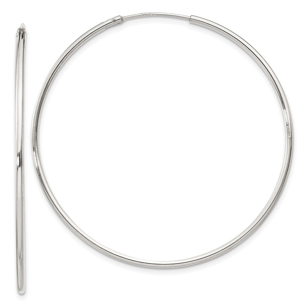 Sterling Silver 1.3mm Hoop Earrings, 46 x 1.3 mm