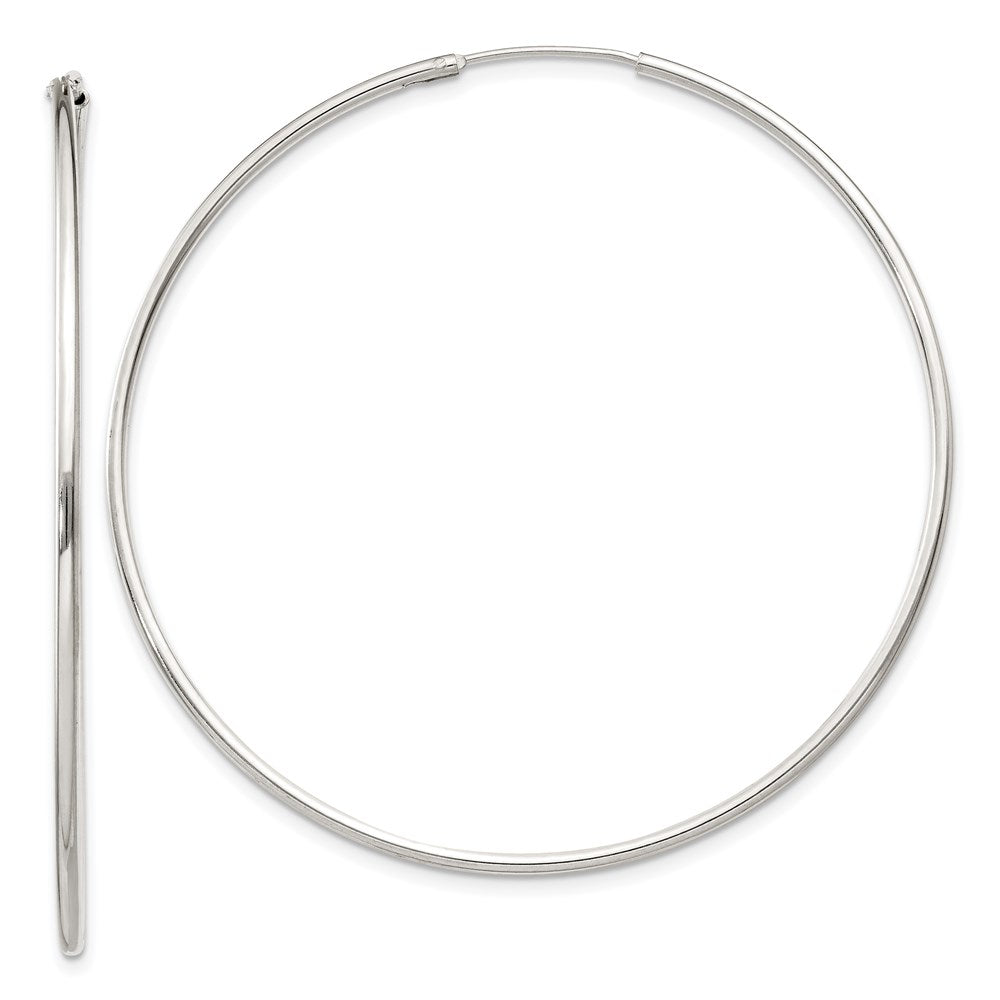 Sterling Silver 1.3mm Hoop Earrings, 50 x 1.3 mm