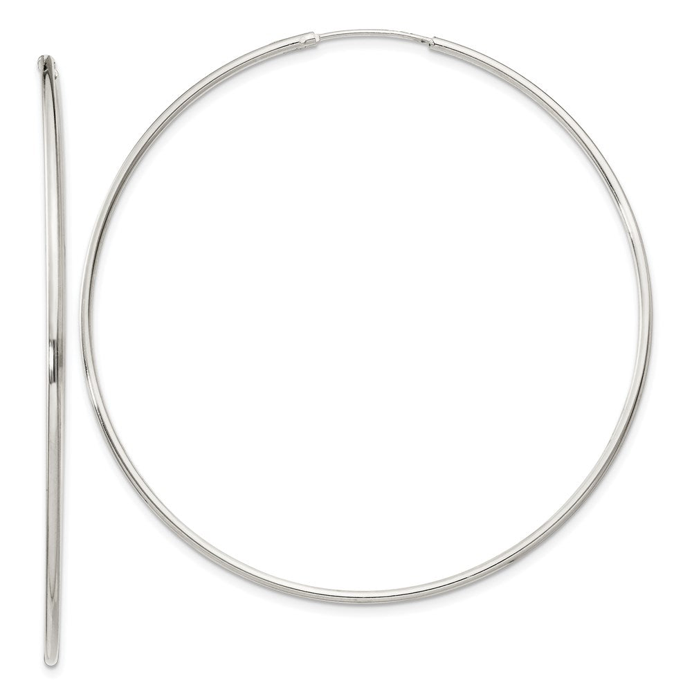 Sterling Silver 1.3mm Hoop Earrings, 55 x 1.3 mm