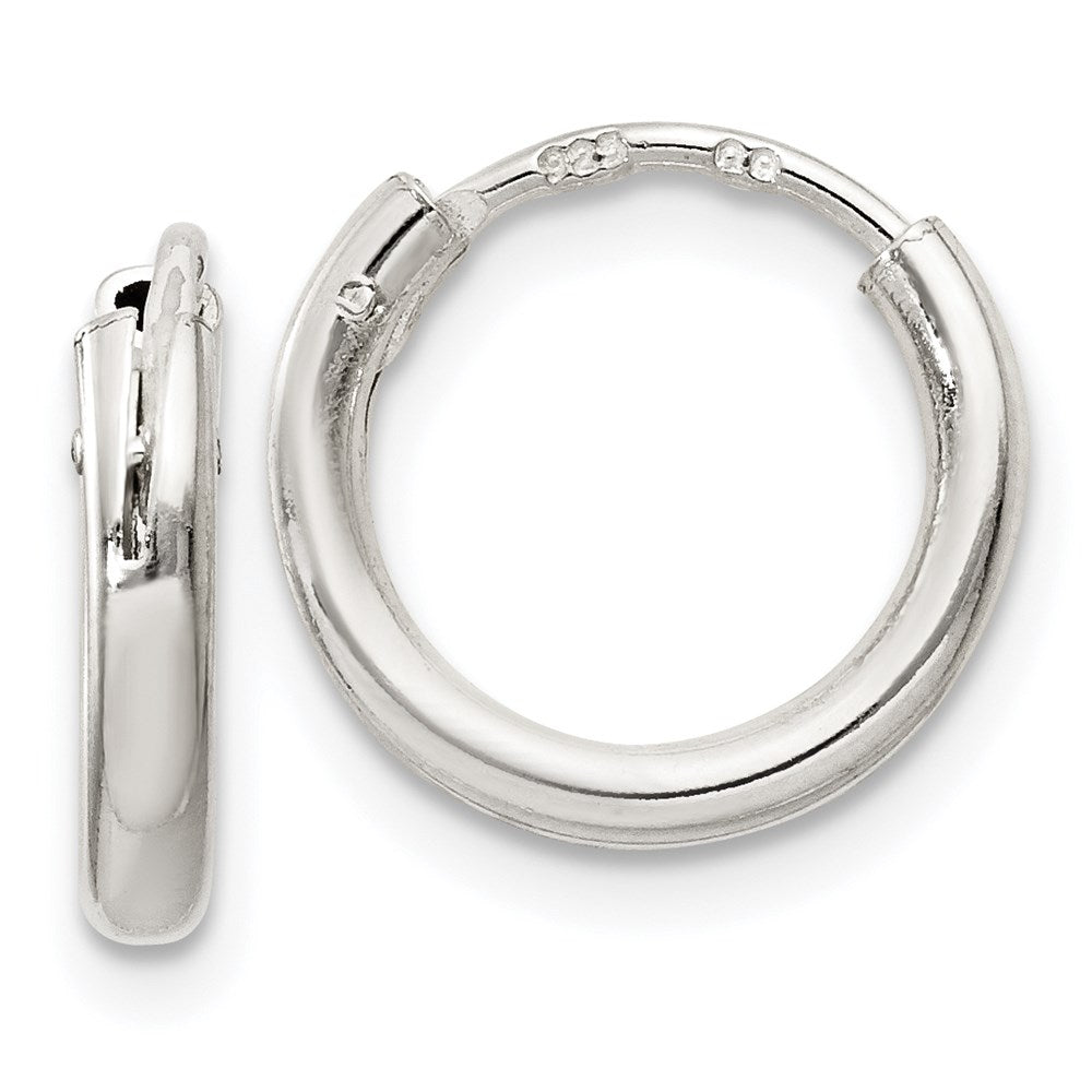 Sterling Silver 2mm Hoop Earrings, 12 x 2 mm