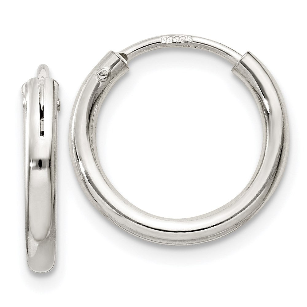 Sterling Silver 2mm Hoop Earrings, 14 x 2 mm