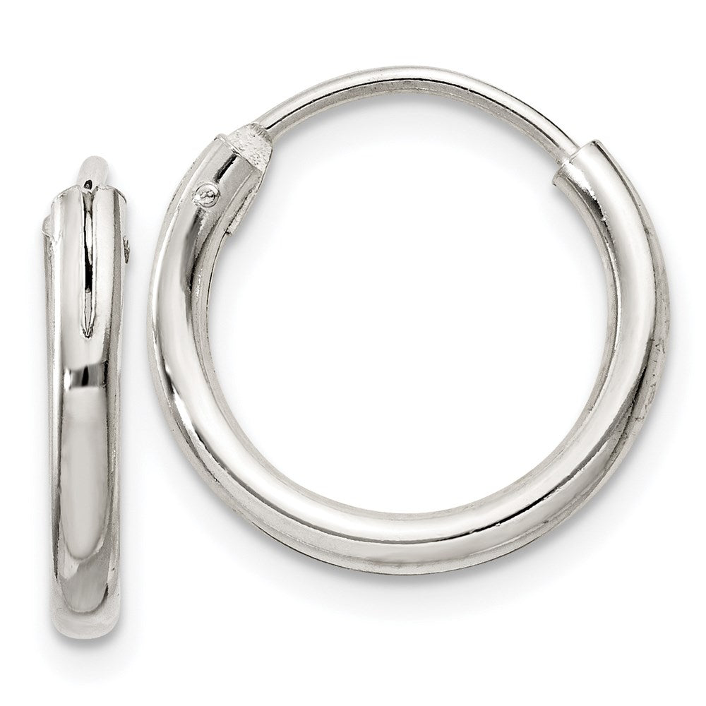 Sterling Silver 2mm Hoop Earrings, 15 x 2 mm