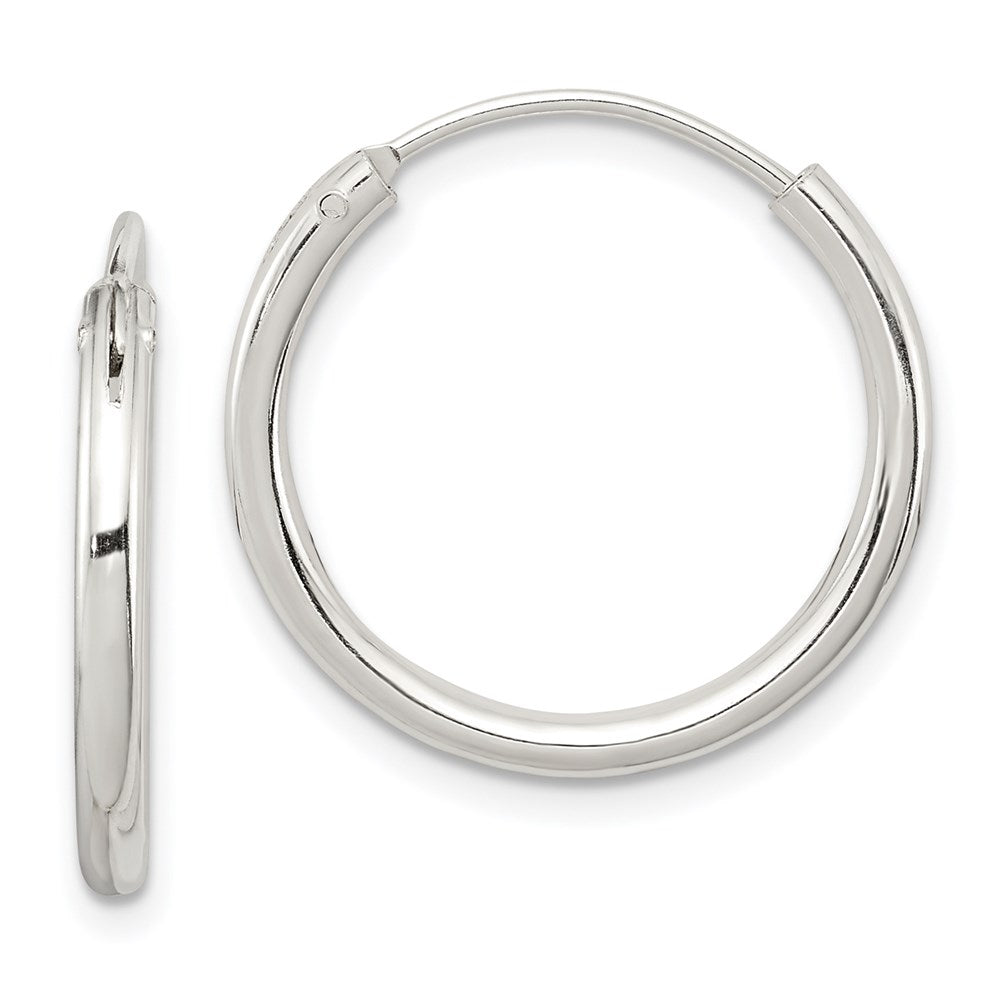Sterling Silver 2mm Hoop Earrings, 19 x 2 mm