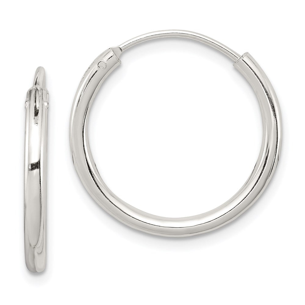 Sterling Silver 2mm Hoop Earrings, 20 x 2 mm