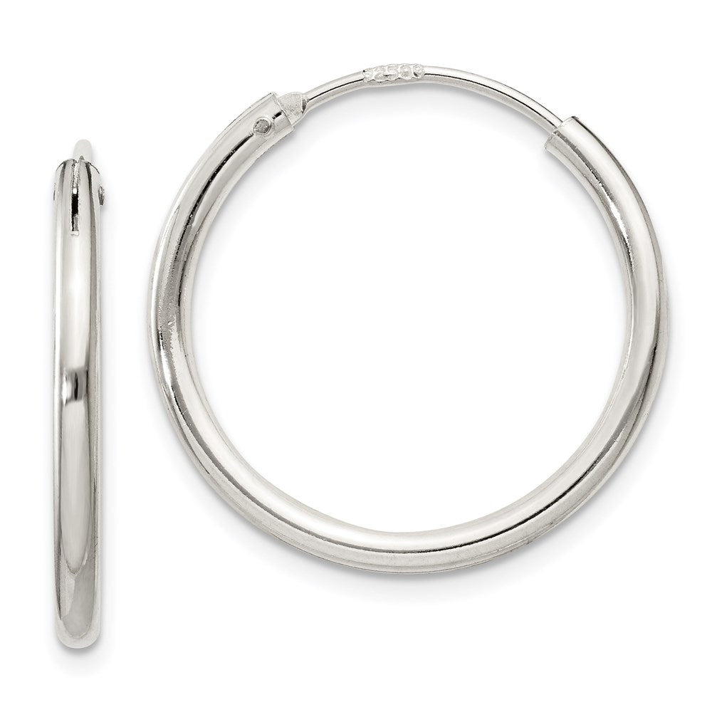 Sterling Silver 2mm Hoop Earrings, 22 x 2 mm