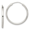 Sterling Silver 2mm Hoop Earrings, 26 x 2 mm