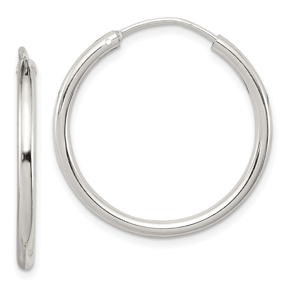 Sterling Silver 2mm Hoop Earrings, 26 x 2 mm