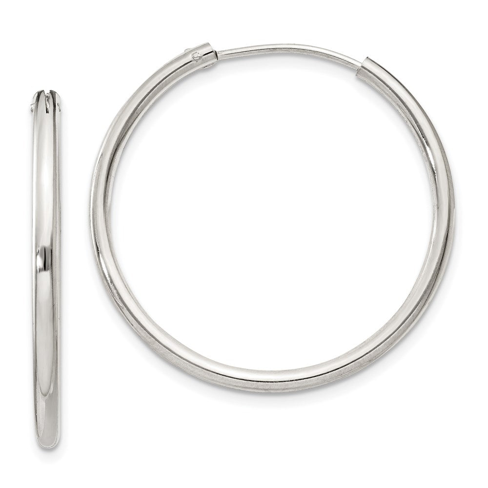 Sterling Silver 2mm Hoop Earrings, 28 x 2 mm