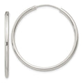 Sterling Silver 2mm Hoop Earrings, 36 x 2 mm