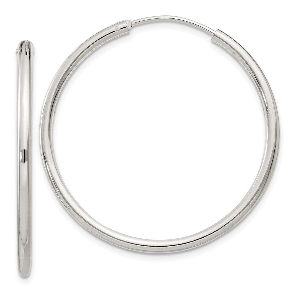 Sterling Silver 2mm Hoop Earrings, 36 x 2 mm