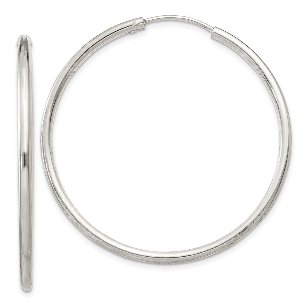 Sterling Silver 2mm Hoop Earrings, 41 x 2 mm