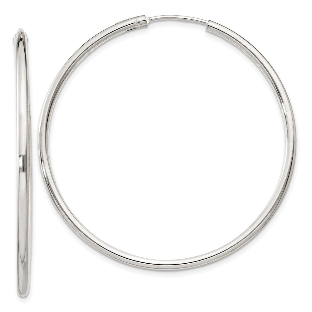 Sterling Silver 2mm Hoop Earrings, 45 x 2 mm