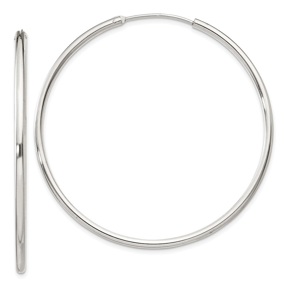 Sterling Silver 2mm Hoop Earrings, 50 x 2 mm