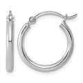 Sterling Silver Rhodium-plated 2mm Round Hoop Earrings, 19 x 2 mm