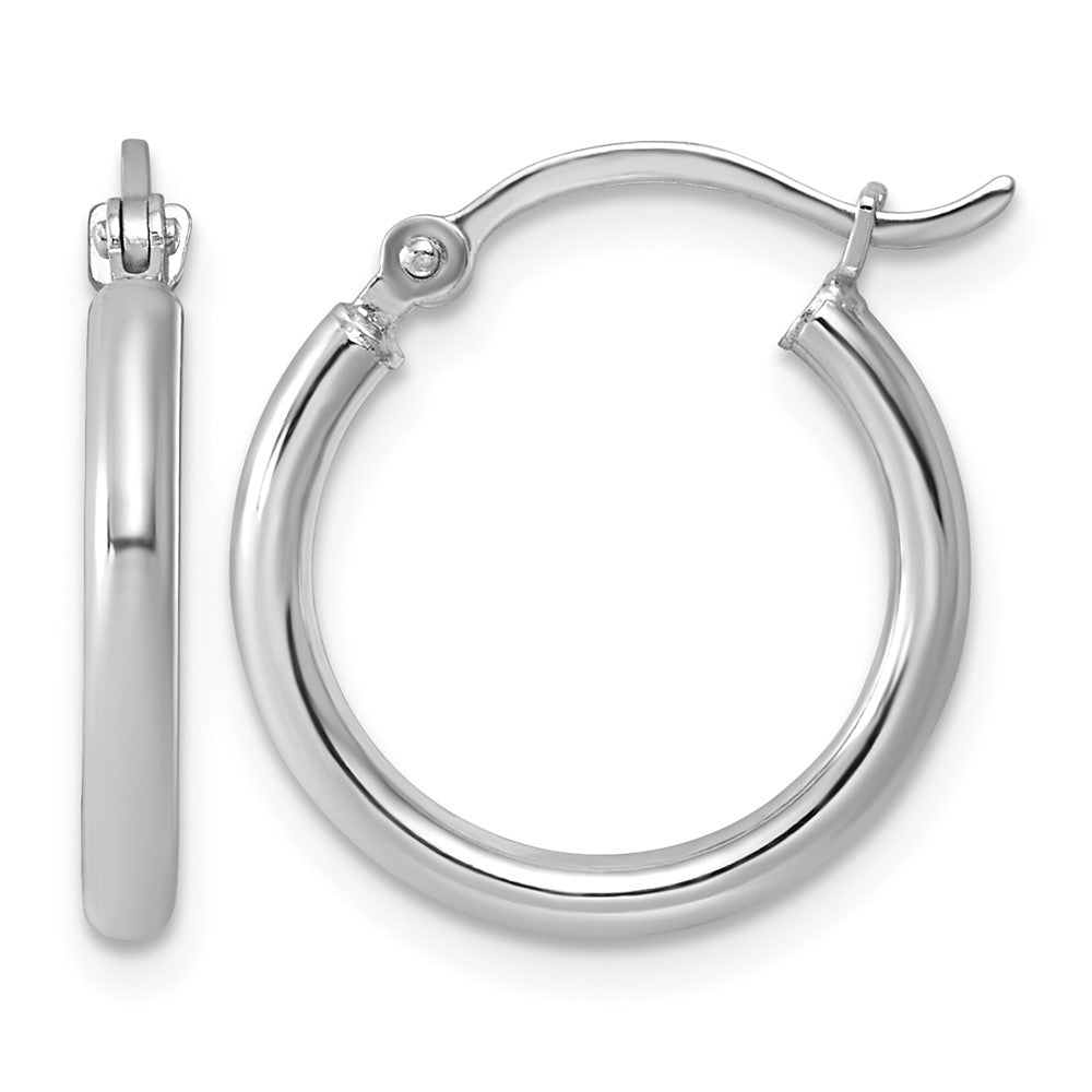 Sterling Silver Rhodium-plated 2mm Round Hoop Earrings, 19 x 2 mm