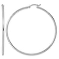 Sterling Silver Rhodium-plated 2mm Round Hoop Earrings, 63 x 2 mm