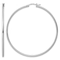 Sterling Silver Rhodium-plated 2mm Round Hoop Earrings, 67 x 2 mm