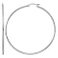 Sterling Silver Rhodium-plated 2mm Round Hoop Earrings, 72 x 2 mm