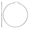 Sterling Silver Rhodium-plated 2mm Round Hoop Earrings, 82 x 2 mm