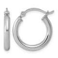 Sterling Silver Rhodium-plated 2.5mm Round Hoop Earrings, 19 x 2.5 mm
