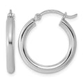 Sterling Silver Rhodium-plated 2.5mm Round Hoop Earrings, 22 x 2.5 mm