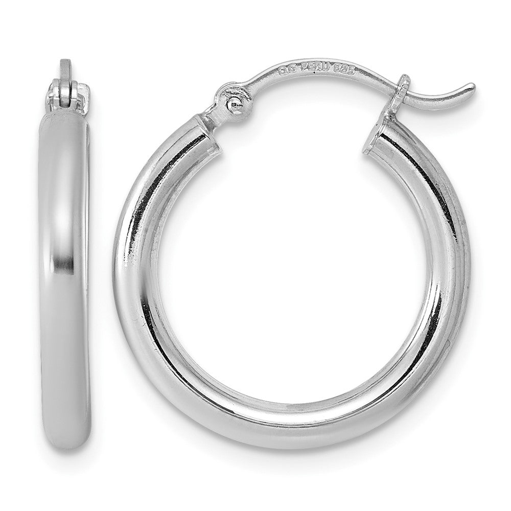 Sterling Silver Rhodium-plated 2.5mm Round Hoop Earrings, 22 x 2.5 mm