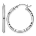 Sterling Silver Rhodium-plated 2.5mm Round Hoop Earrings, 27 x 2.5 mm