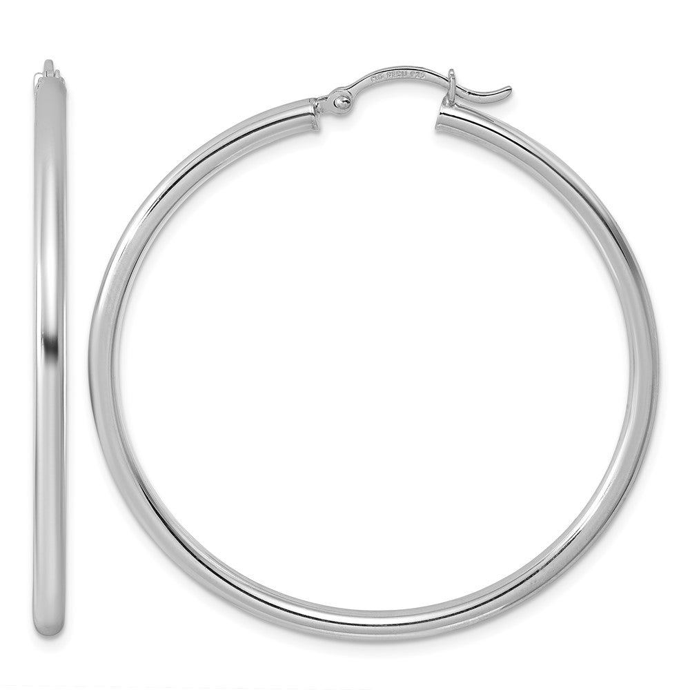 Sterling Silver Rhodium-plated 2.5mm Round Hoop Earrings, 46 x 2.5 mm