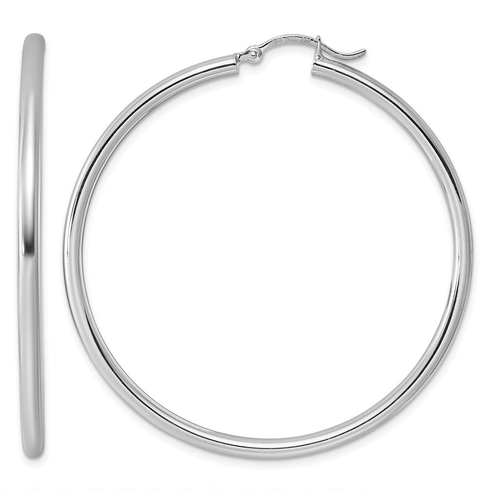 Sterling Silver Rhodium-plated 2.5mm Round Hoop Earrings, 52 x 2.5 mm
